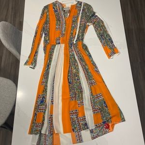 Tory Burch -Something Wild Striped Midi Short Casual Dress size 12 NWT 🦜